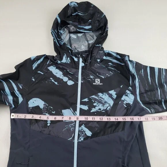 Salomon Agile Hooded Windbreaker Jacket Womens Medium Gray Active Full Zip Run - Picture 11 of 12
